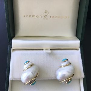 Seaman Schepps Turbo Shell Earrings with Turquoise